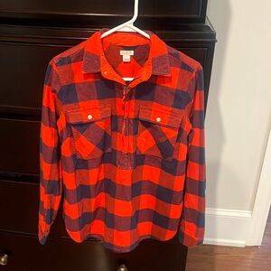 J. Crew Zip Flannel Top XS